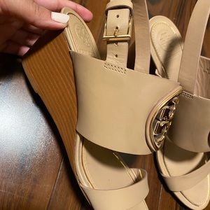 Tory burch metal miller wedge sandal